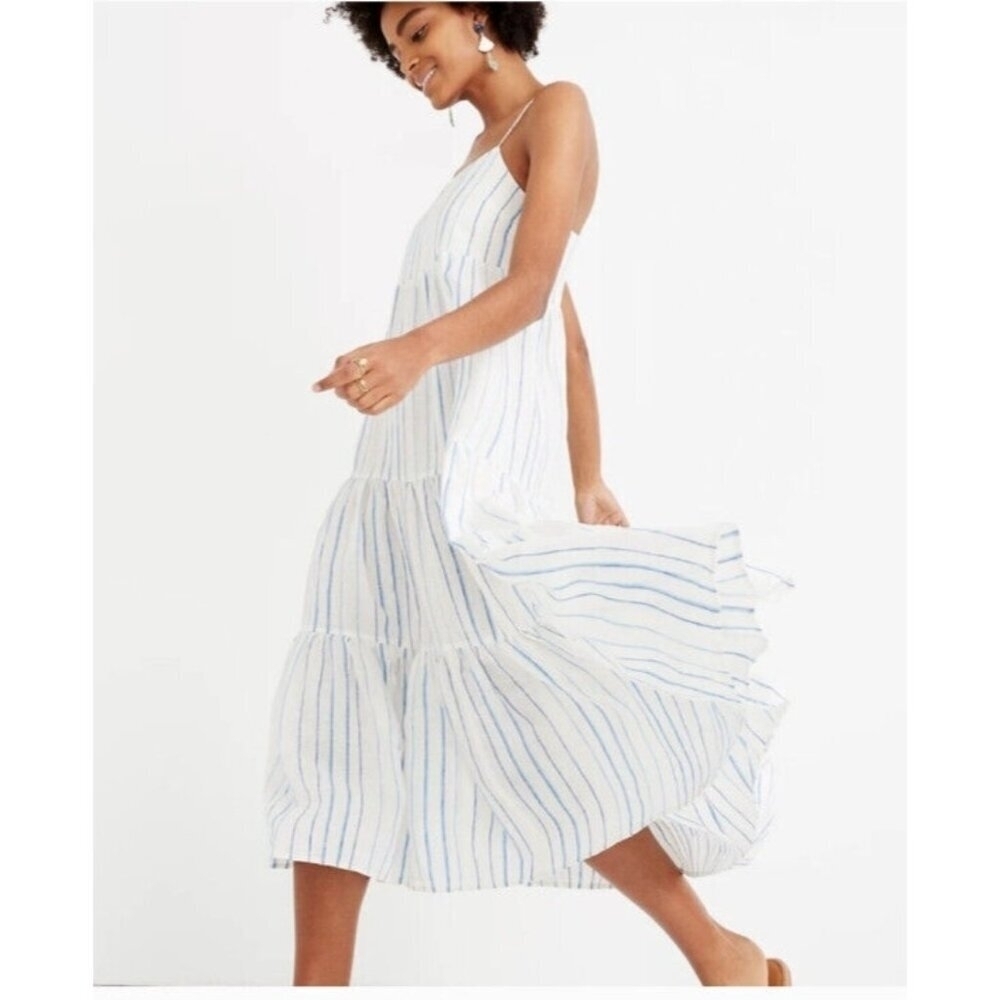 Madewell Women's White and Blue Dress Size 0